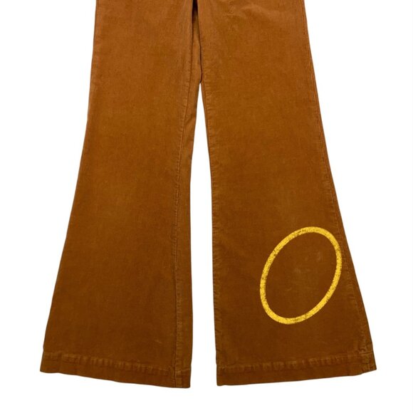 Rollas Eastcoast Flare Pant 26 Tan Corduroy High Rise Zip Fly Bohemian Fall - Picture 9 of 12